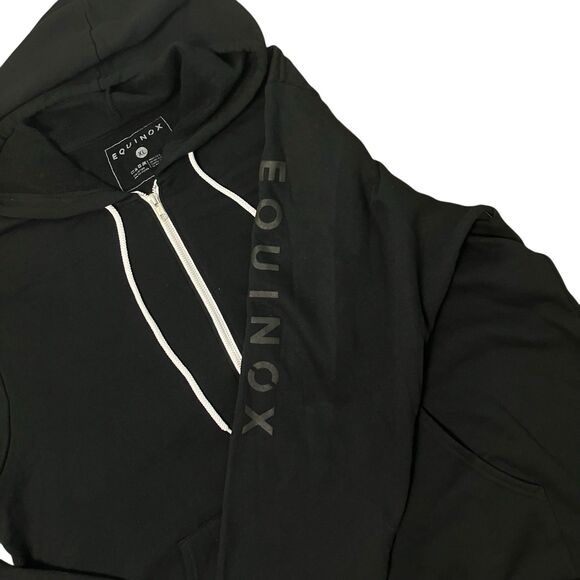 Equinox Hoodie Mens XL Black Cotton Full Zip Fleece Spellout Activewear Gym - Picture 4 of 11